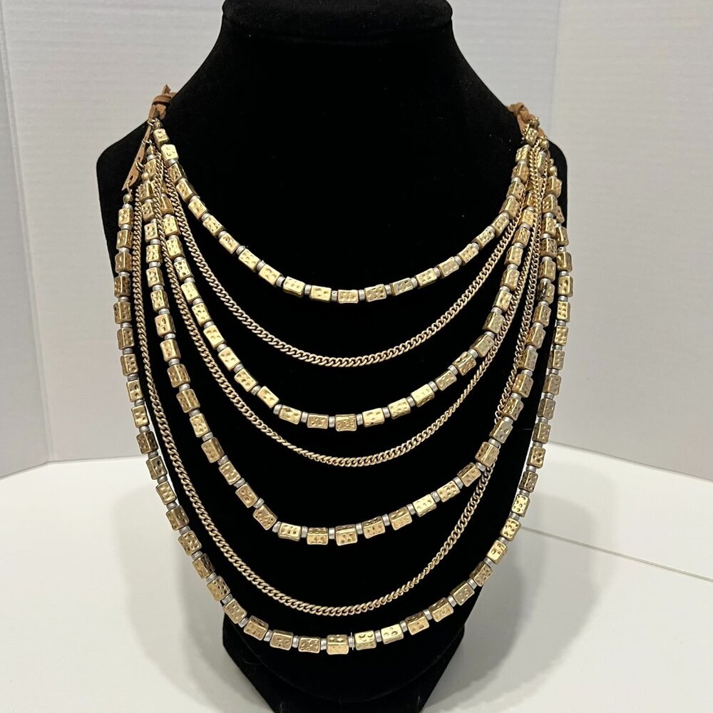 Multi-Strand Gold‎ Bead Statement Necklace (NEW!)